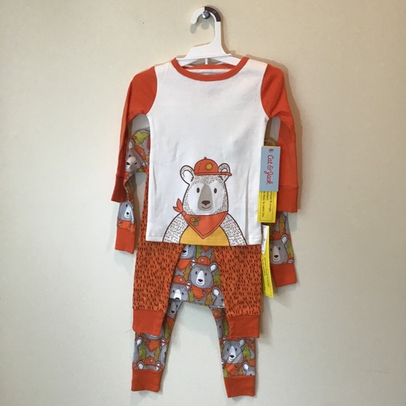 Cat & Jack Boys Orange Bear 3T Pajama Set - Picture 2 of 4